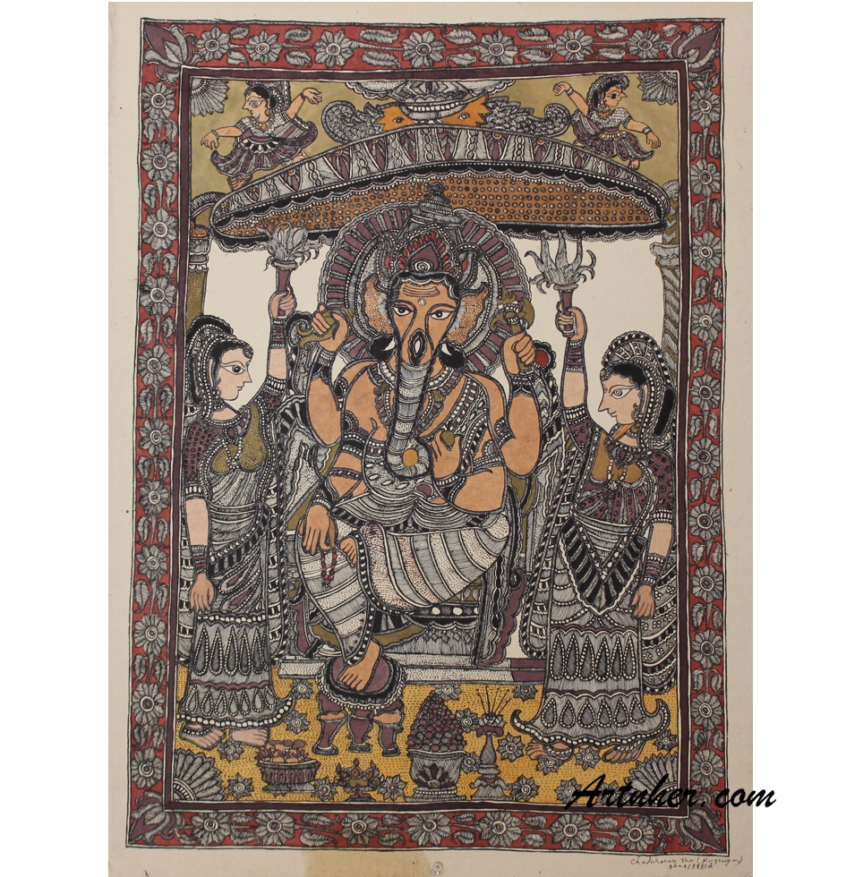 Buy Lord Ganesha Madhubani Painting : ArtNHer.com - Artnher