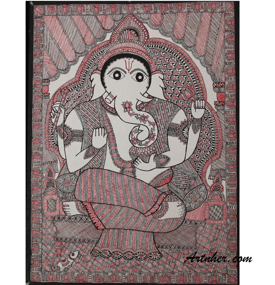 Buy Ganesha theme Madhubani Painting : ArtNHer.com