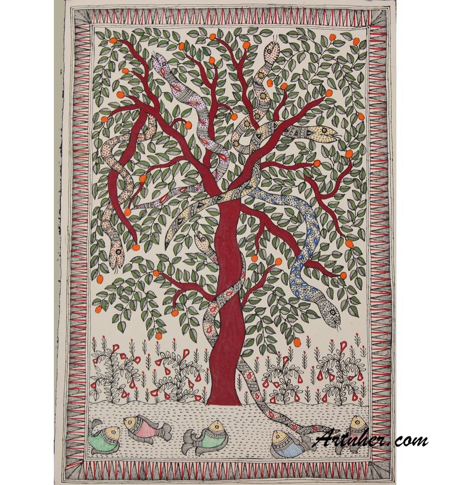 tree madhubani painting